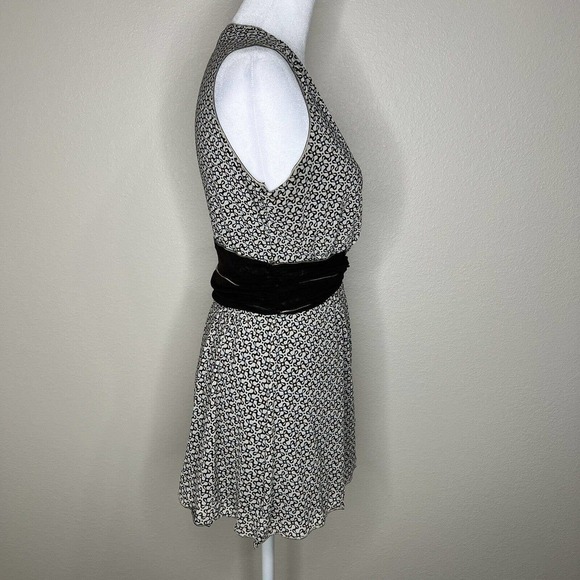 Max Studio Y2K Ivory & Brown Mesh Geometric Sleeveless V-Neck Peplum Top Sz S - Picture 9 of 11